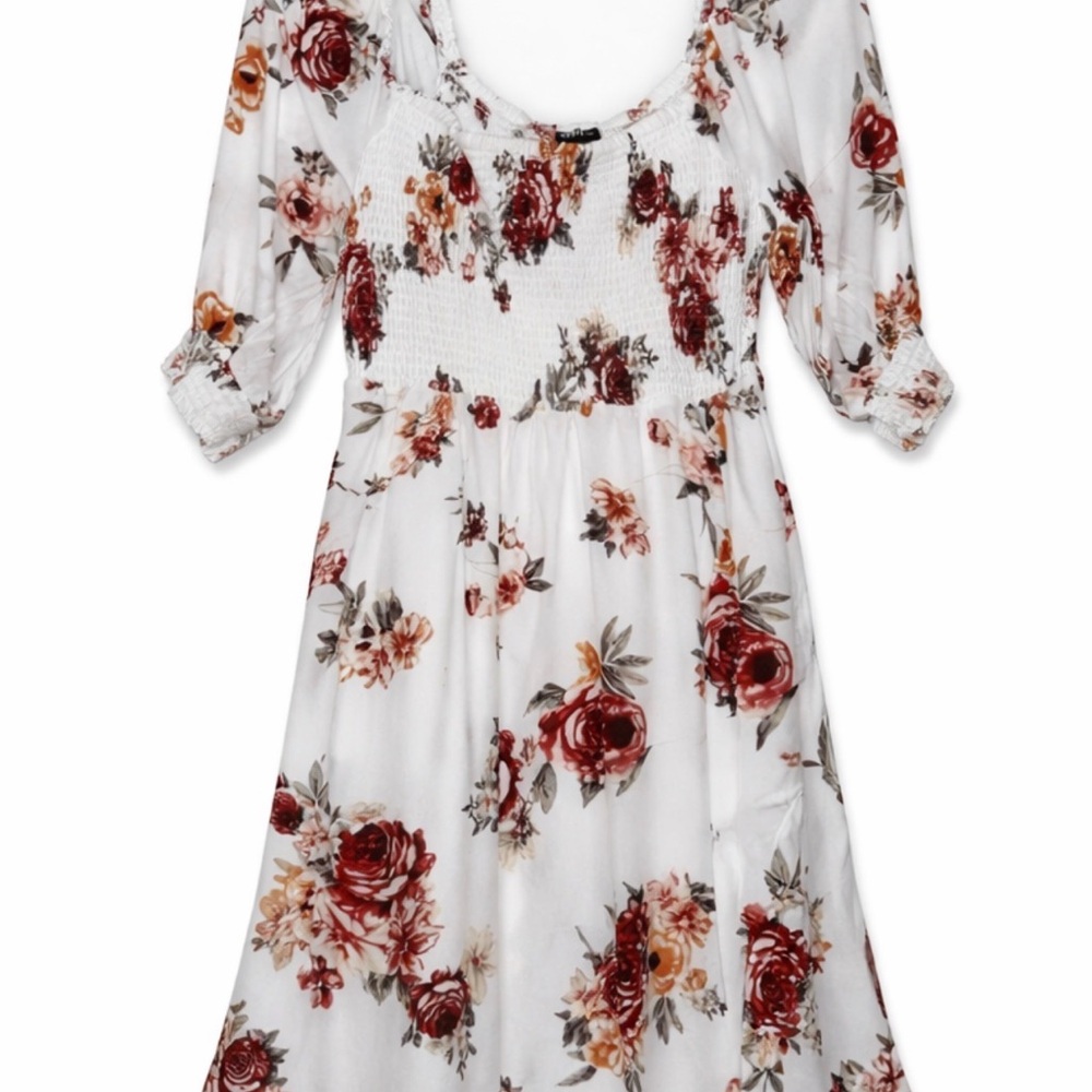 Torrid Floral Smocked Dress – Ivory Multi Color - Size 2